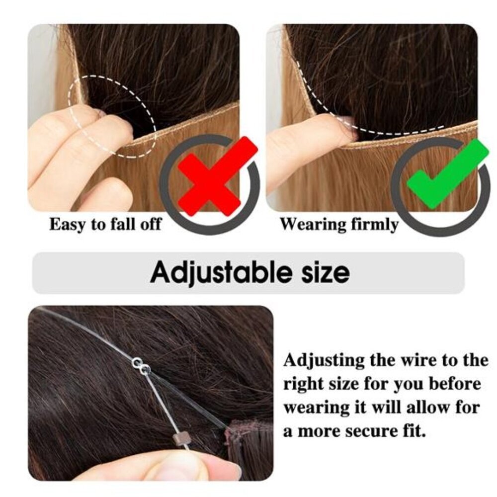 SARLA Invisible Wire Hair Extensions with 3 Clips Synthetic Wavy Curly - Picture 11 of 15